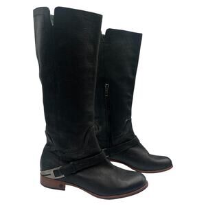 Ugg Channing Leather Tall Knee High Equestrian Riding Boots Black Size 8